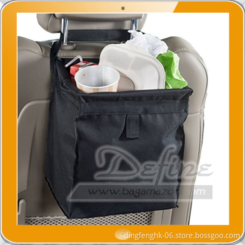 Black Leakproof Hanging Car Trash Bag with Frame Closure